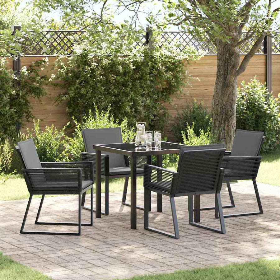 Garden Dining Set 5 pcs Black Powder-Coated Steel