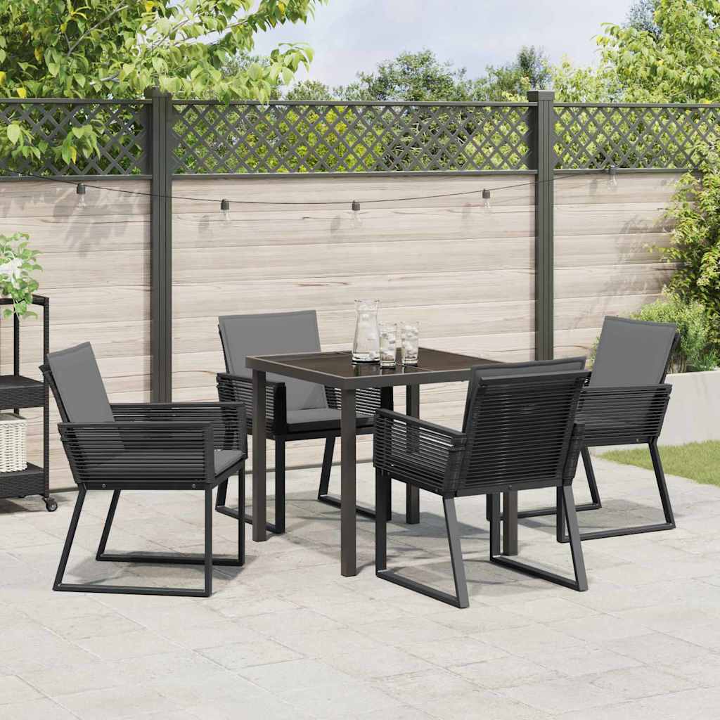 Garden Dining Set 5 pcs Black Powder-Coated Steel
