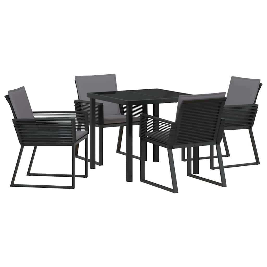 Garden Dining Set 5 pcs Black Powder-Coated Steel
