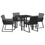 Garden Dining Set 5 pcs Black Powder-Coated Steel
