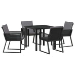 Garden Dining Set 5 pcs Black Powder-Coated Steel
