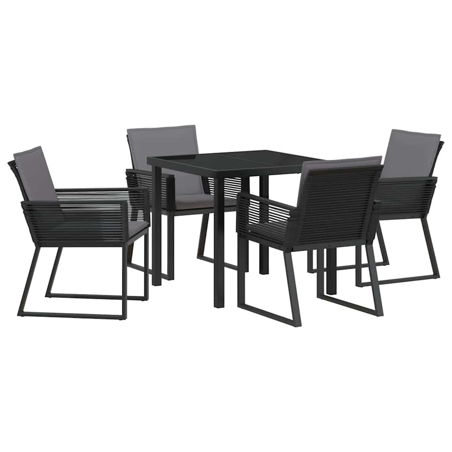 Garden Dining Set 5 pcs Black Powder-Coated Steel