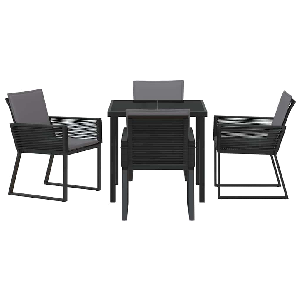 Garden Dining Set 5 pcs Black Powder-Coated Steel
