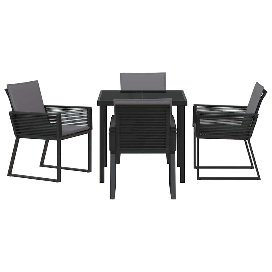 Garden Dining Set 5 pcs Black Powder-Coated Steel