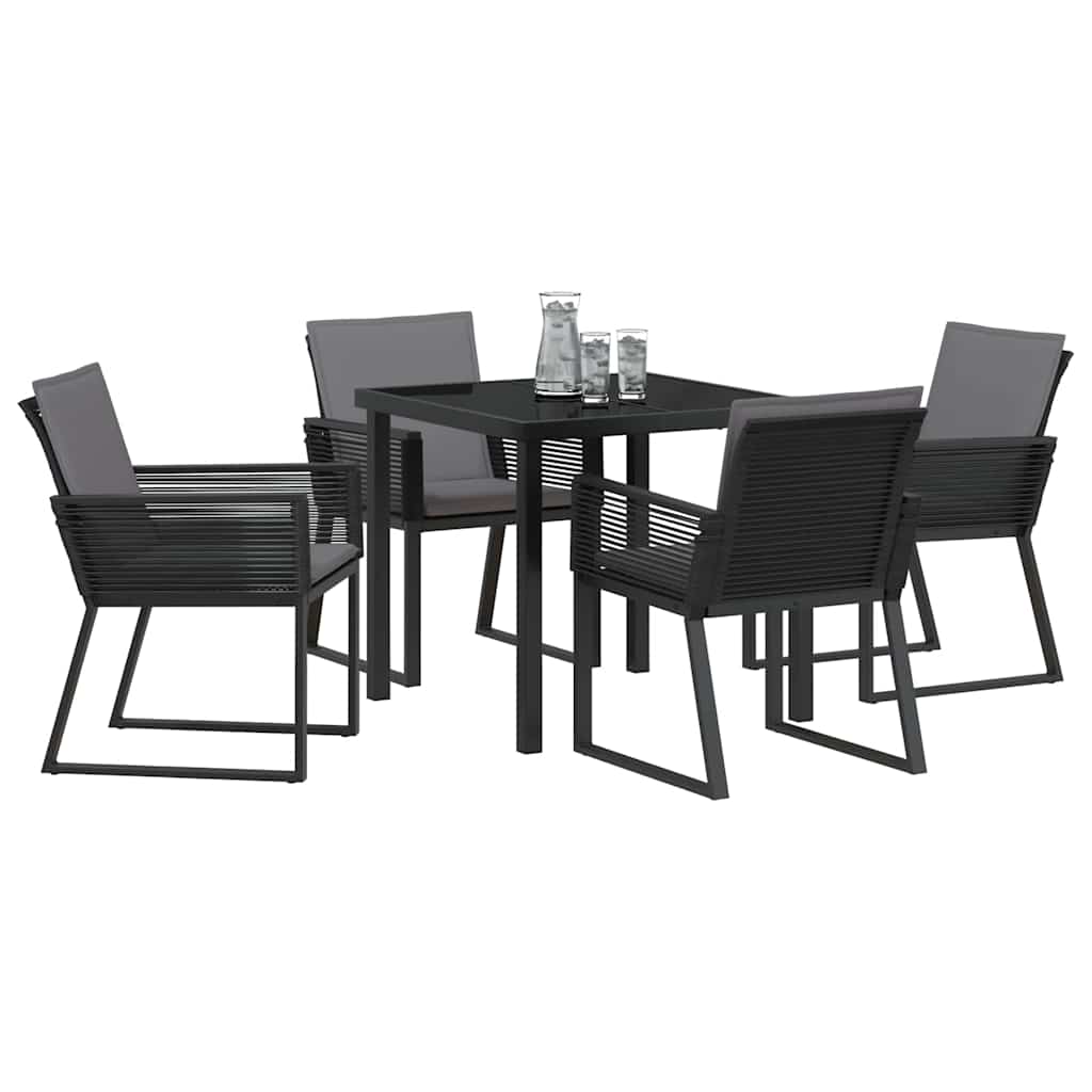 Garden Dining Set 5 pcs Black Powder-Coated Steel