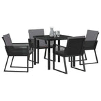 Garden Dining Set 5 pcs Black Powder-Coated Steel