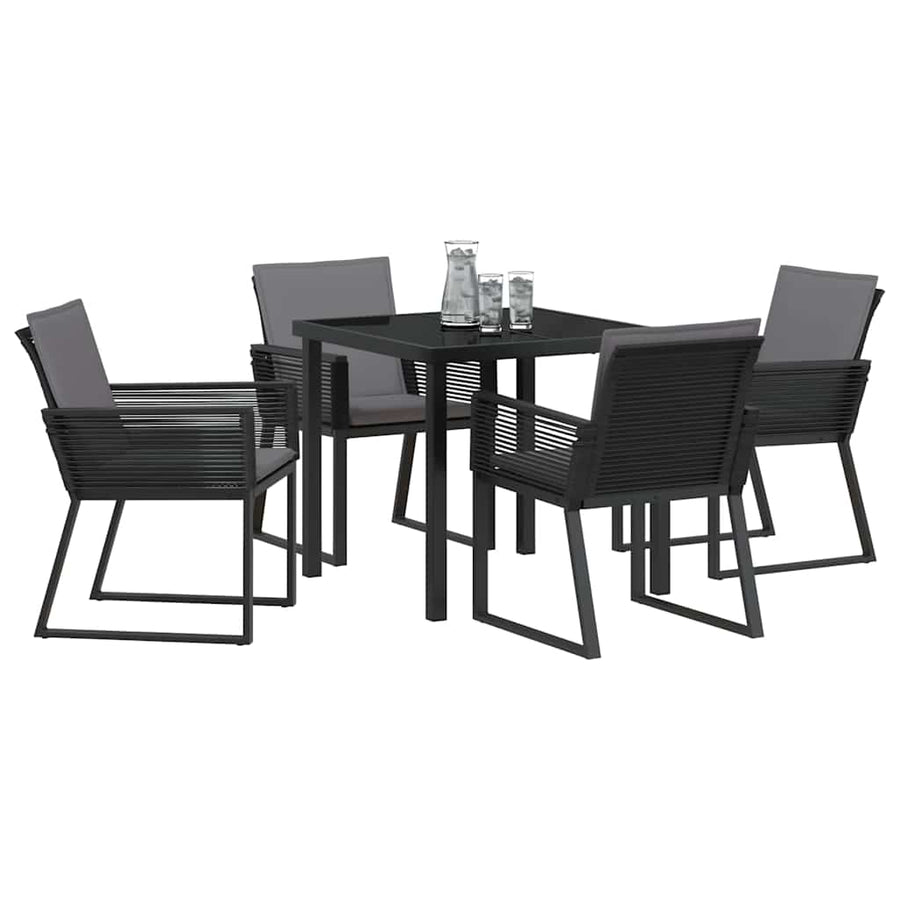Garden Dining Set 5 pcs Black Powder-Coated Steel