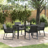 Garden Dining Set 5 pcs Black Powder-Coated Steel