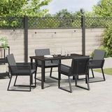 Garden Dining Set 5 pcs Black Powder-Coated Steel