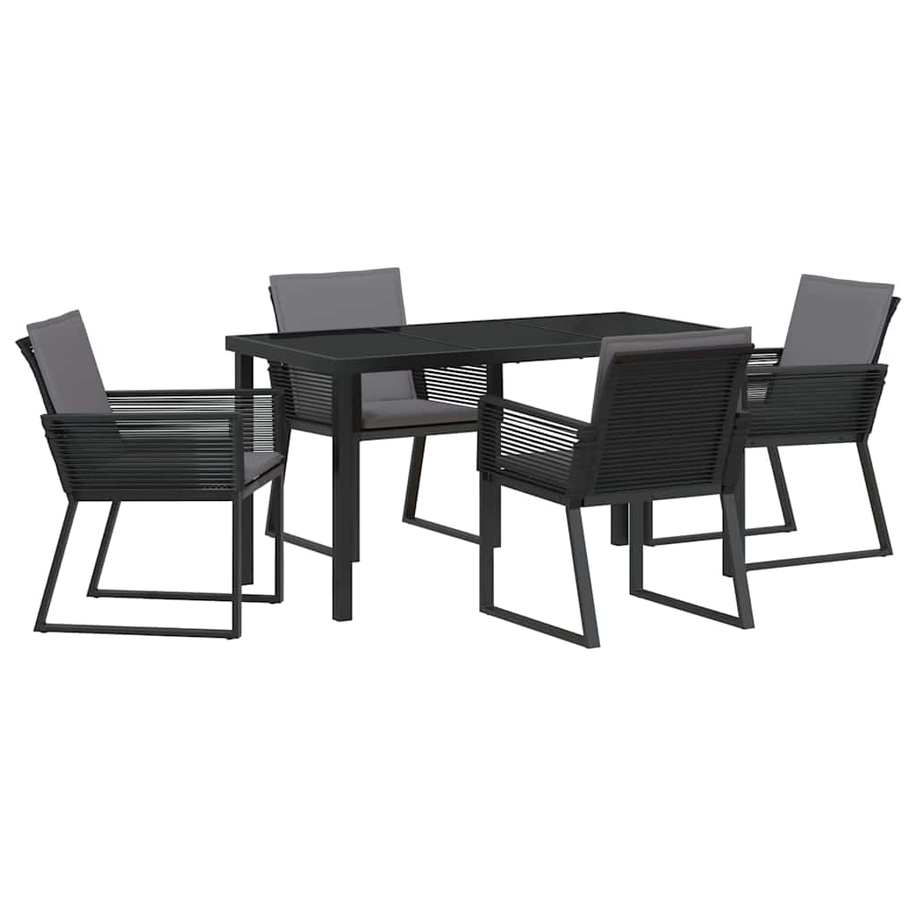 Garden Dining Set 5 pcs Black Powder-Coated Steel