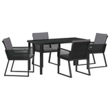 Garden Dining Set 5 pcs Black Powder-Coated Steel