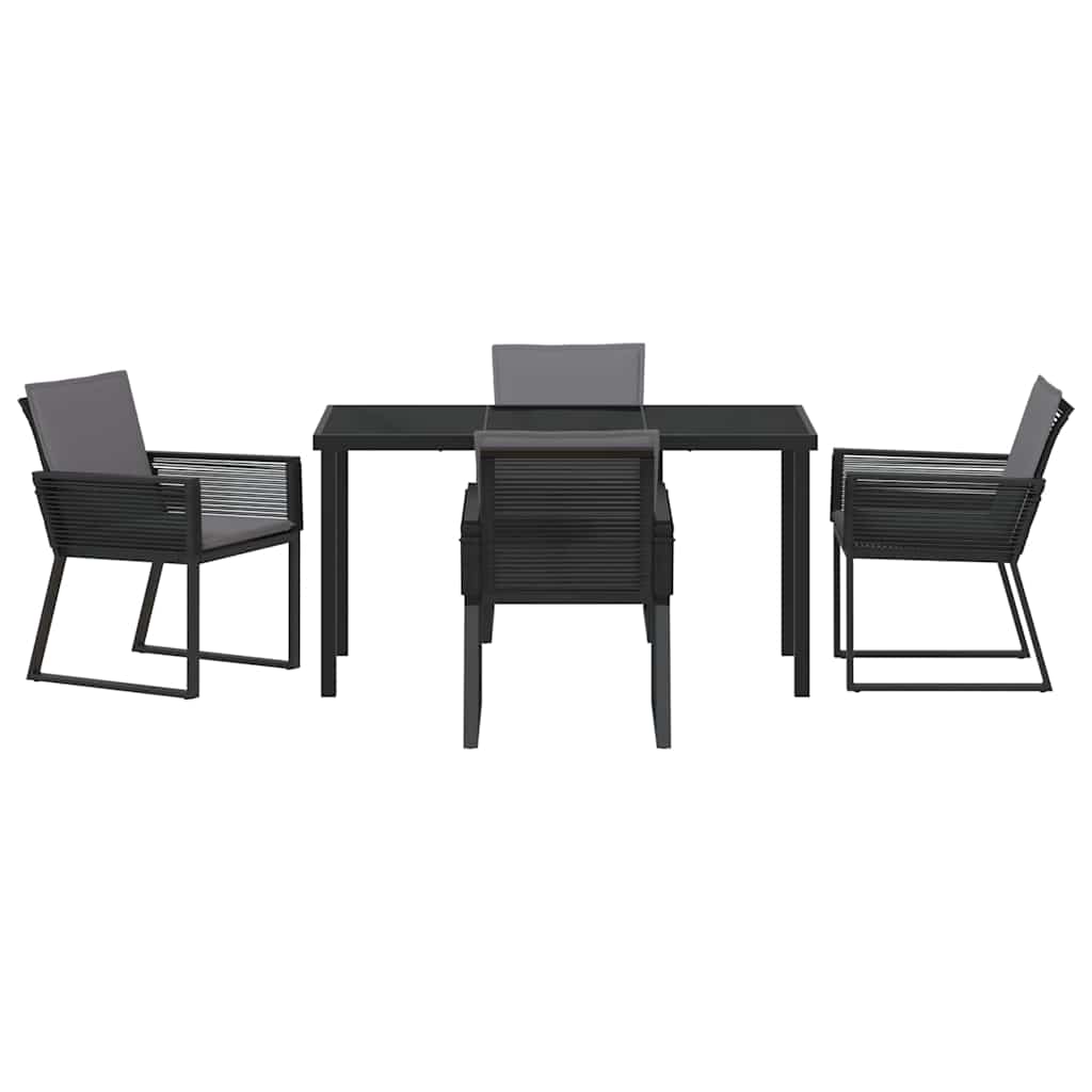 Garden Dining Set 5 pcs Black Powder-Coated Steel