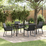 Garden Dining Set 5 pcs Black Powder-Coated Steel