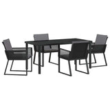 Garden Dining Set 5 pcs Black Powder-Coated Steel - Front View