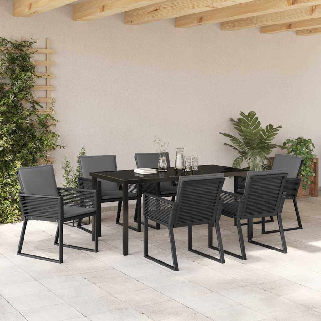 Garden Dining Set 7 pcs Black Powder-Coated Steel
