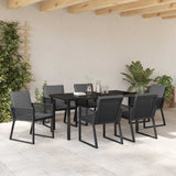 Garden Dining Set 7 pcs Black Powder-Coated Steel - Top-Down View