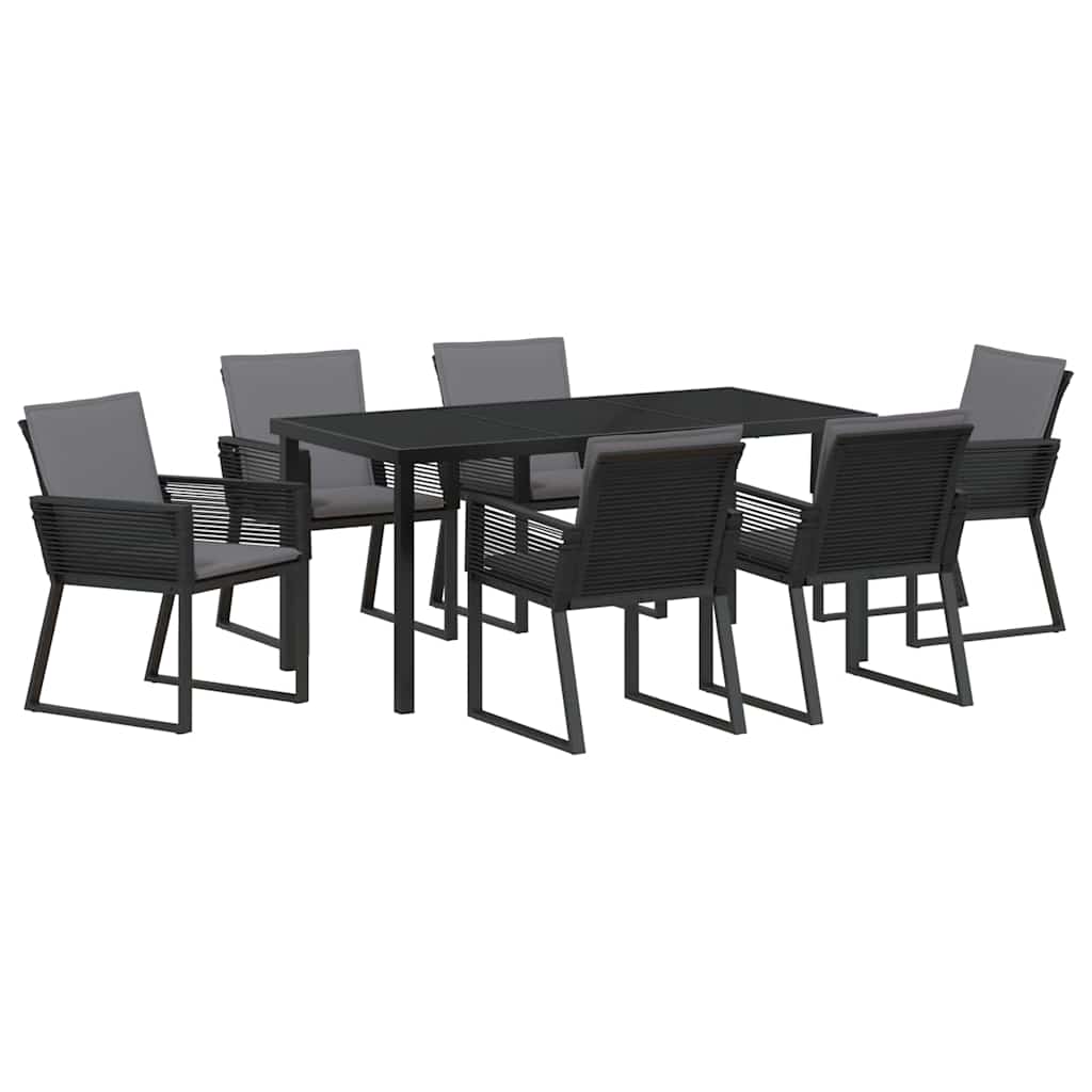 Garden Dining Set 7 pcs Black Powder-Coated Steel