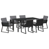 Garden Dining Set 7 pcs Black Powder-Coated Steel