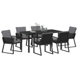 Garden Dining Set 7 pcs Black Powder-Coated Steel - Side View