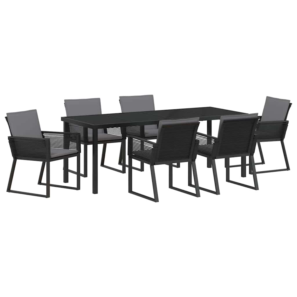Garden Dining Set 7 pcs Black Powder-Coated Steel