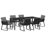 Garden Dining Set 7 pcs Black Powder-Coated Steel