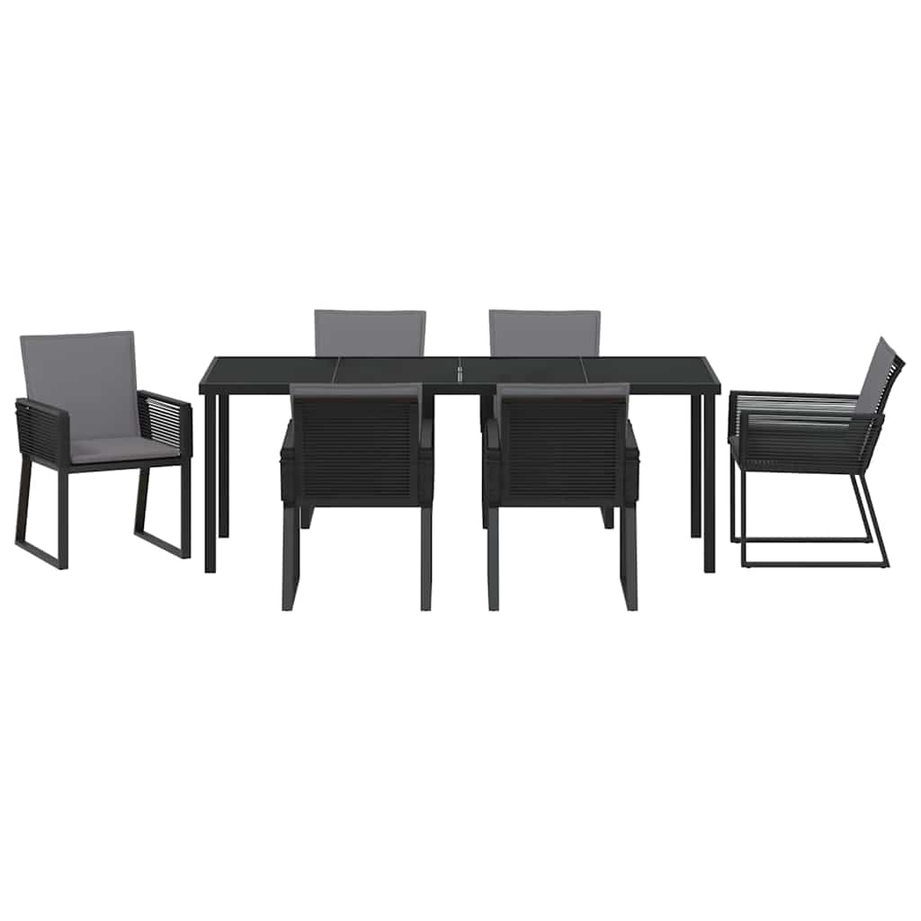 Garden Dining Set 7 pcs Black Powder-Coated Steel