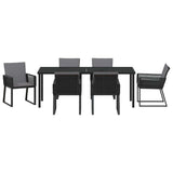 Garden Dining Set 7 pcs Black Powder-Coated Steel