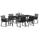 Garden Dining Set 7 pcs Black Powder-Coated Steel - Side View