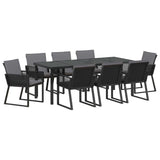 Garden Dining Set 9 pcs Black Powder-Coated Steel