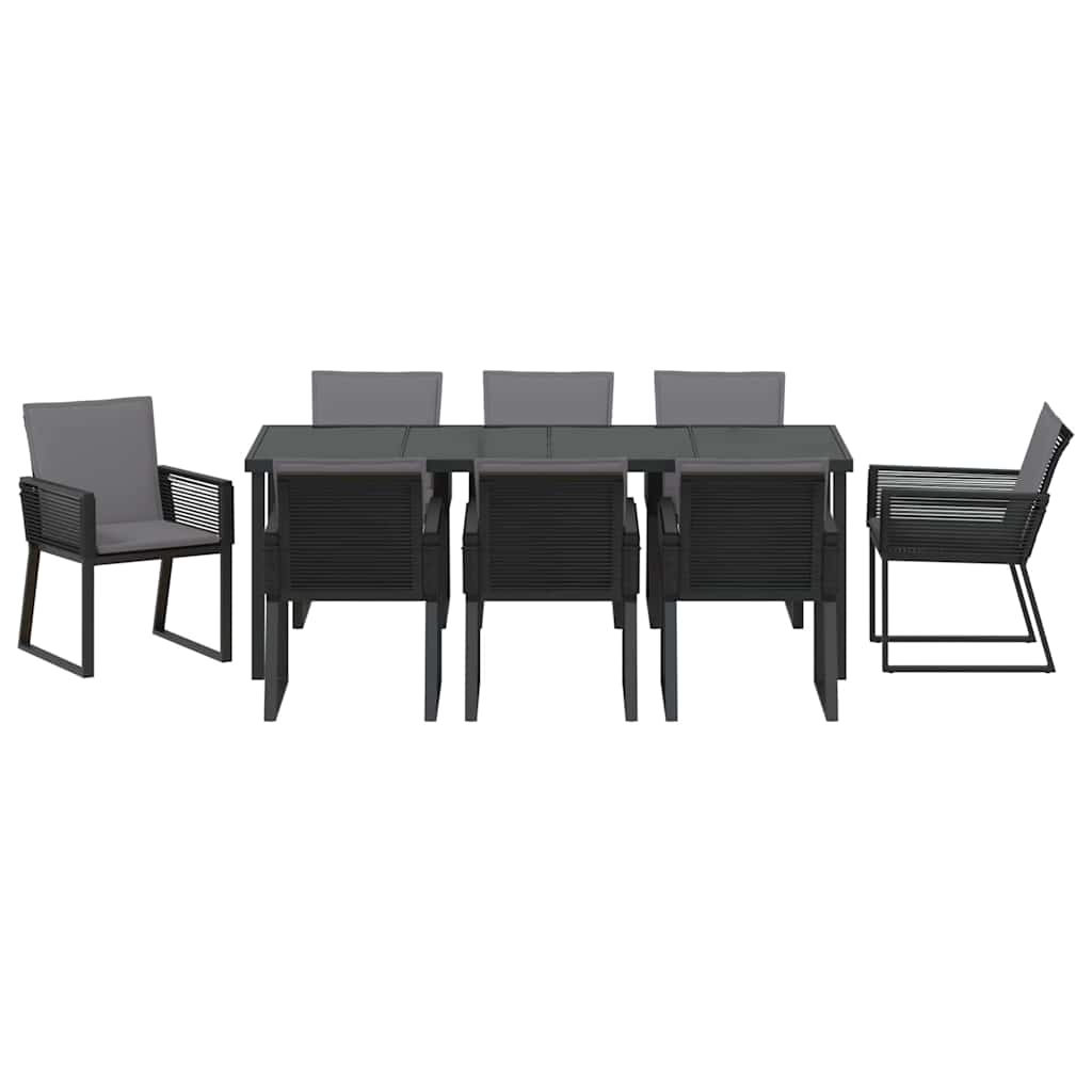 Garden Dining Set 9 pcs Black Powder-Coated Steel