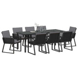 Garden Dining Set 9 pcs Black Powder-Coated Steel