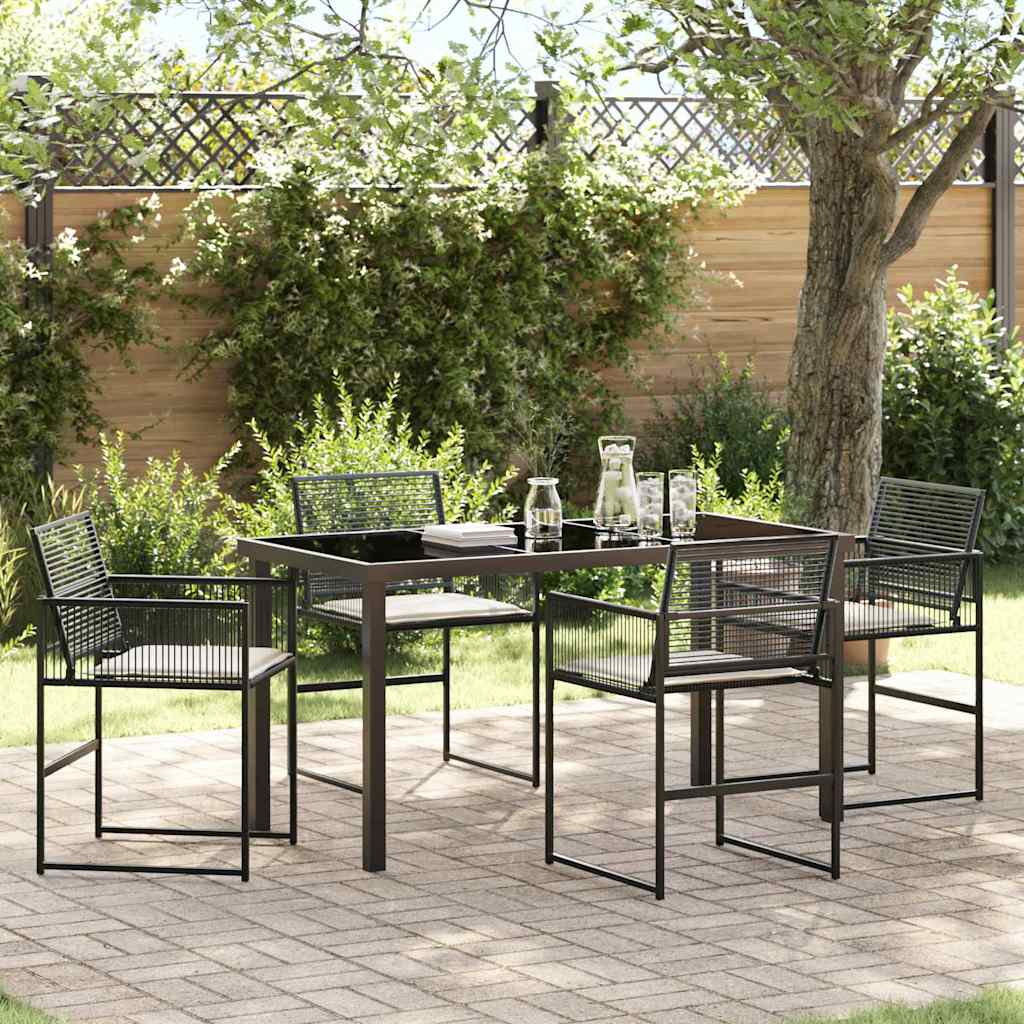 Garden Dining Set 5 pcs Black Poly Rattan