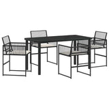 Garden Dining Set 5 pcs Black Poly Rattan - Front View