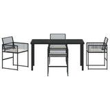 Garden Dining Set 5 pcs Black Poly Rattan