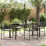 Garden Dining Set 5 pcs Black Poly Rattan