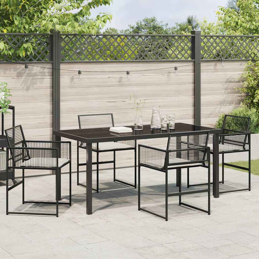 Garden Dining Set 5 pcs Black Poly Rattan