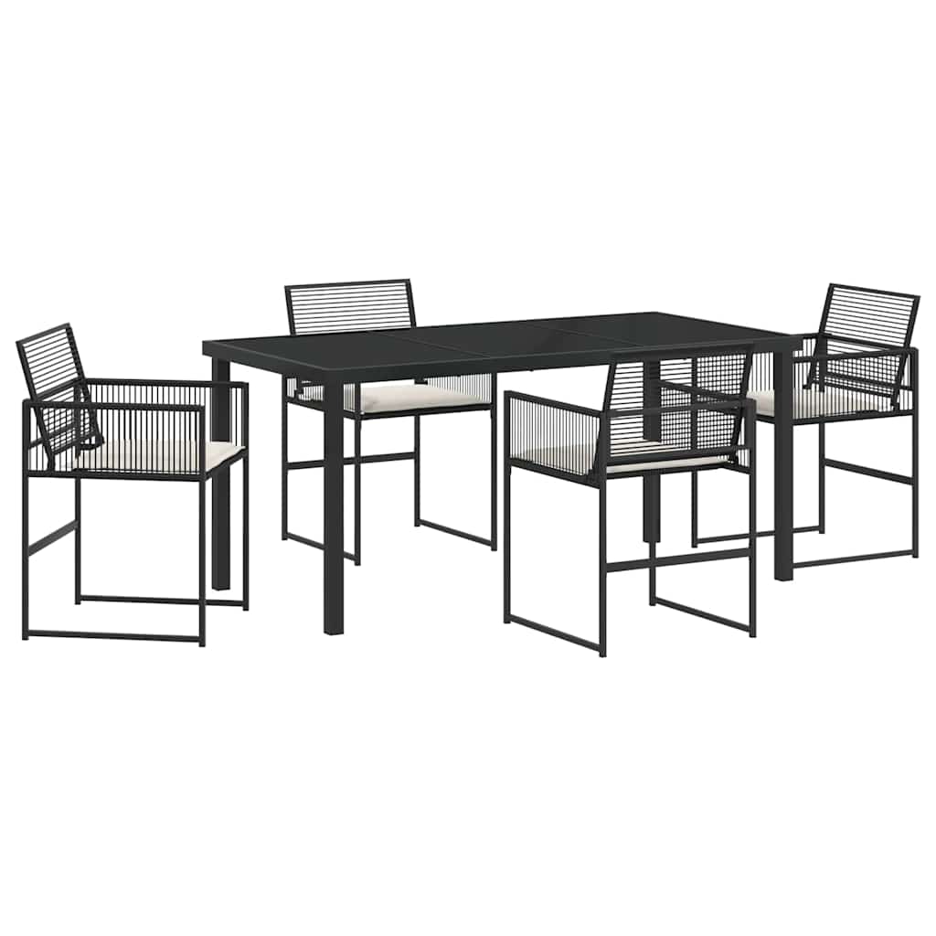 Garden Dining Set 5 pcs Black Poly Rattan
