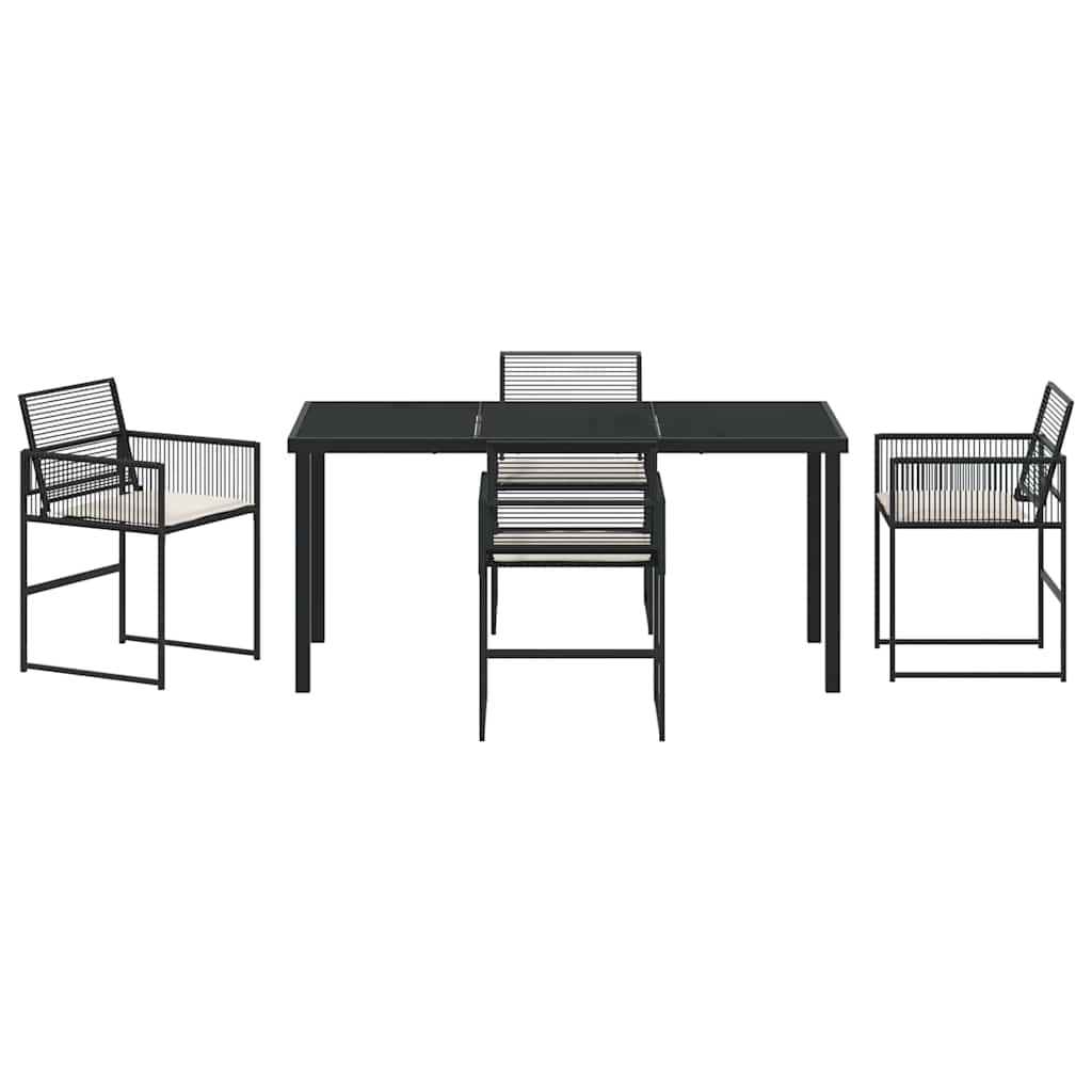 Garden Dining Set 5 pcs Black Poly Rattan