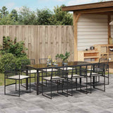 Garden Dining Set 9 pcs Black Poly Rattan - Top-Down View