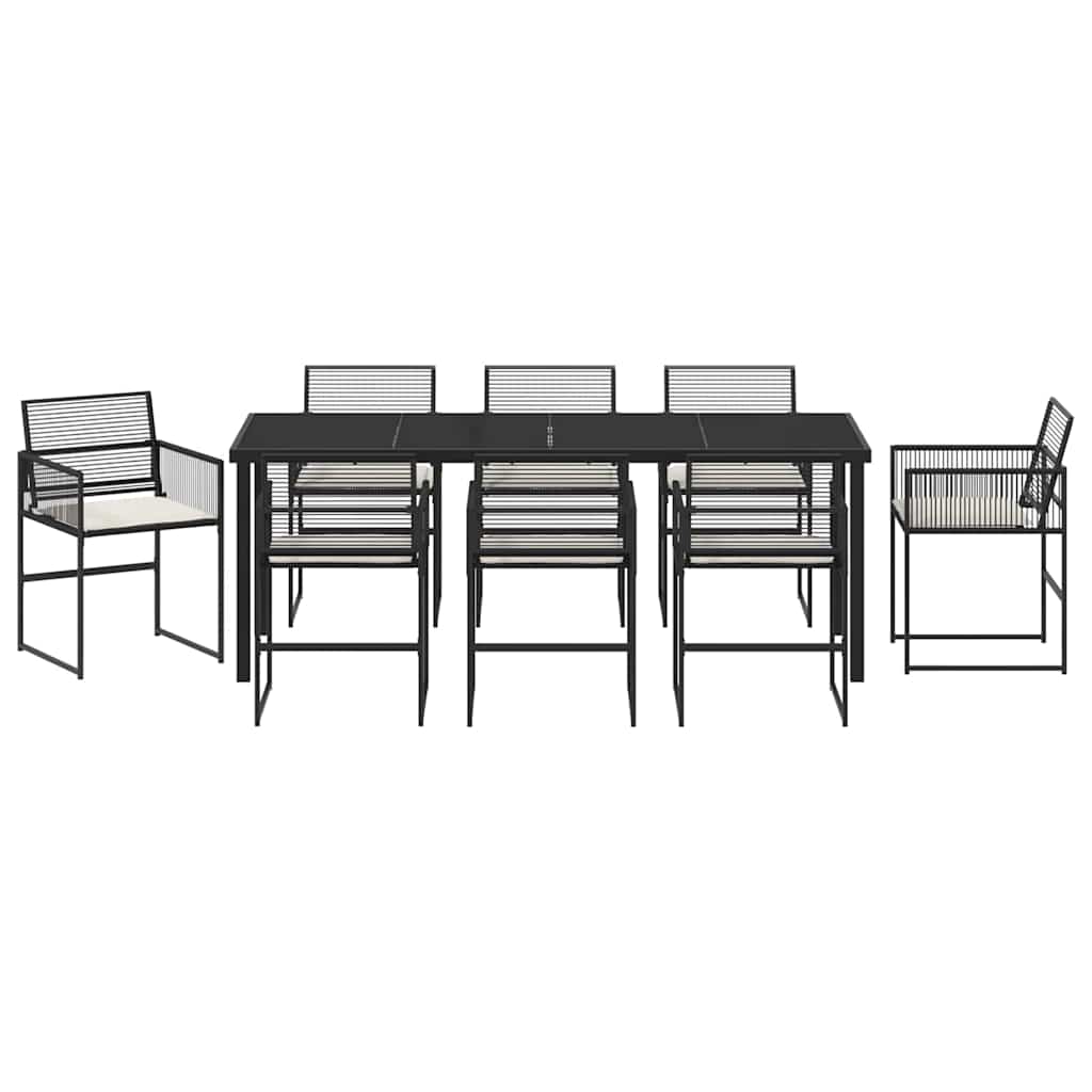 Garden Dining Set 9 pcs Black Poly Rattan