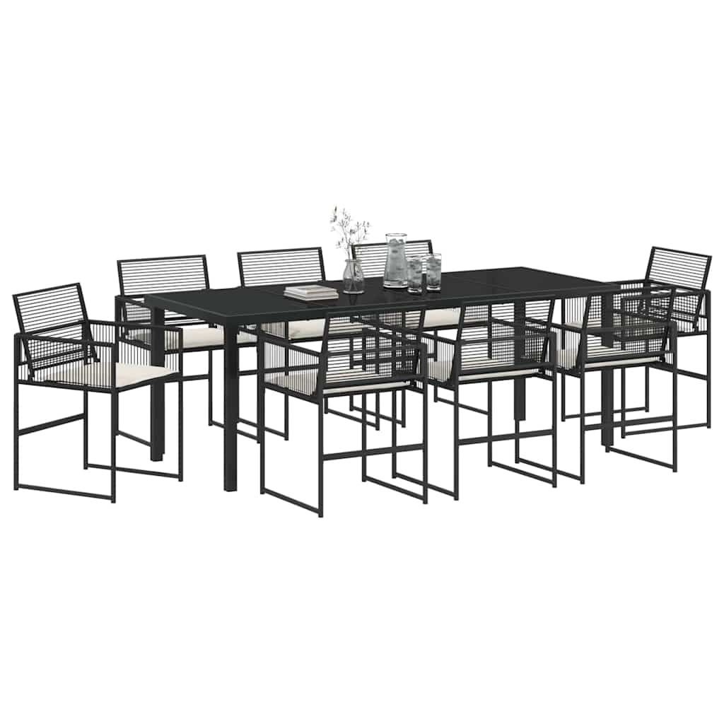Garden Dining Set 9 pcs Black Poly Rattan