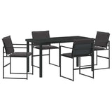 Garden Dining Set 5 pcs Black 140 x 70 x 73 cm - Front View
