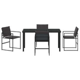 Garden Dining Set 5 pcs Black 140 x 70 x 73 cm - Close-Up Angle