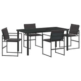 Garden Dining Set 5 pcs Black 160 x 80 x 73 cm