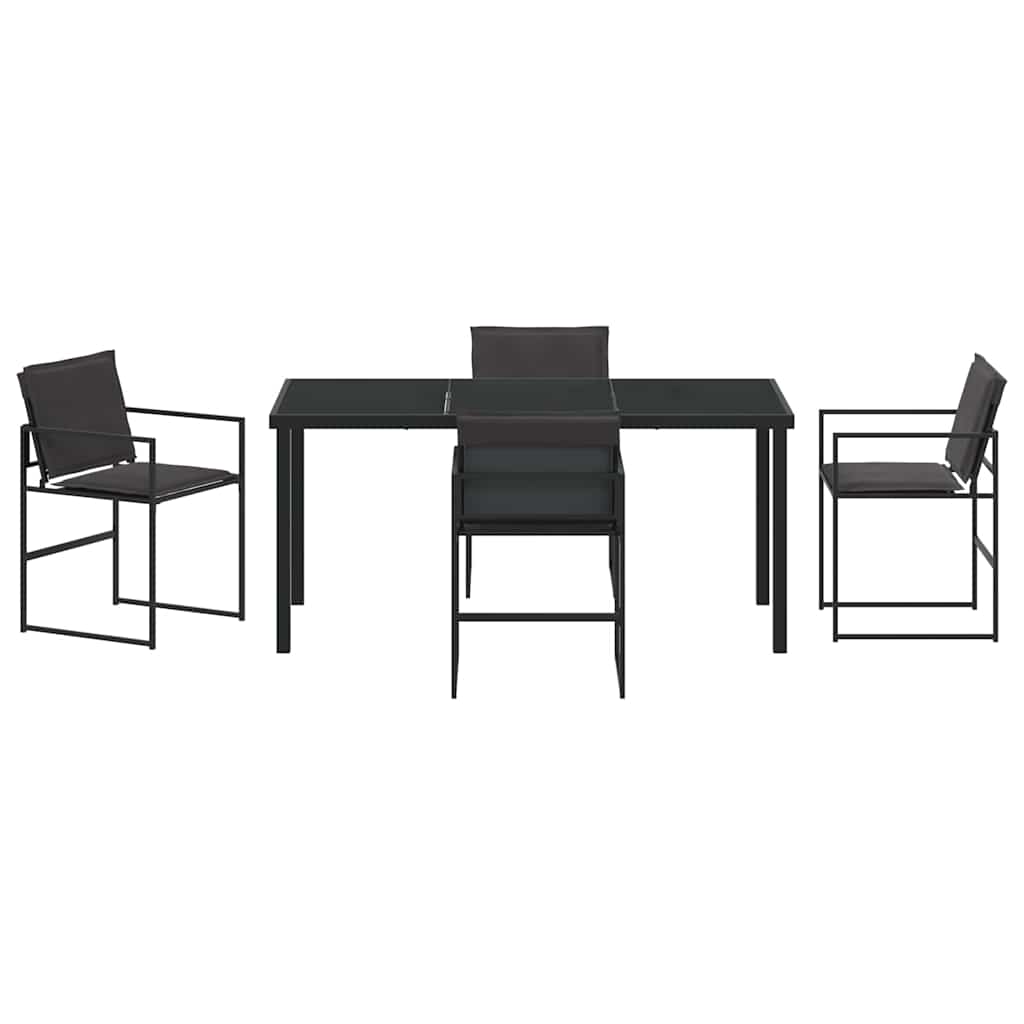 Garden Dining Set 5 pcs Black 160 x 80 x 73 cm