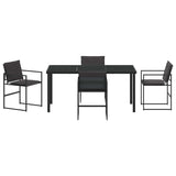 Garden Dining Set 5 pcs Black 160 x 80 x 73 cm - Close-Up Angle