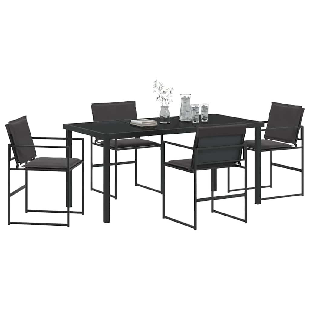 Garden Dining Set 5 pcs Black 160 x 80 x 73 cm