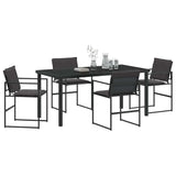 Garden Dining Set 5 pcs Black 160 x 80 x 73 cm