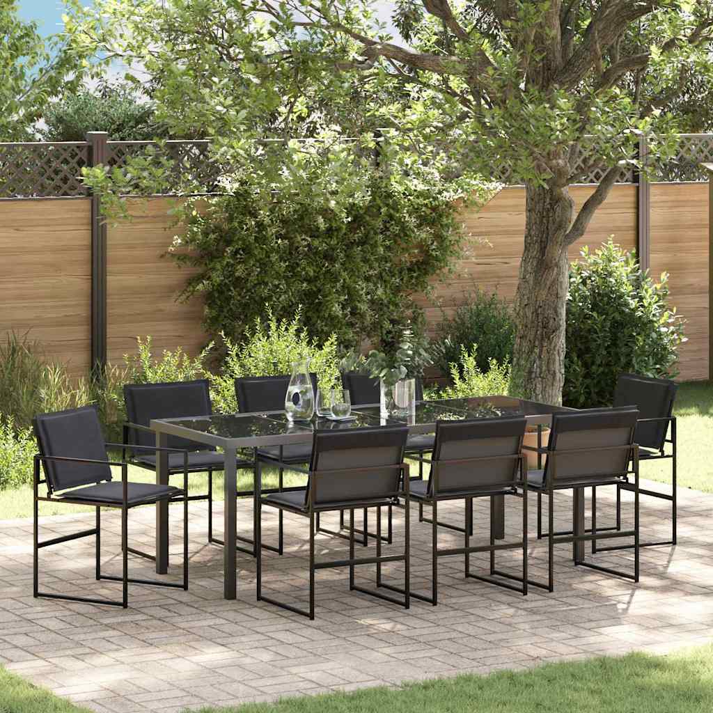 Garden Dining Set 9 pcs Black 200 x 80 x 73 cm
