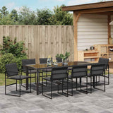 Garden Dining Set 9 pcs Black 200 x 80 x 73 cm